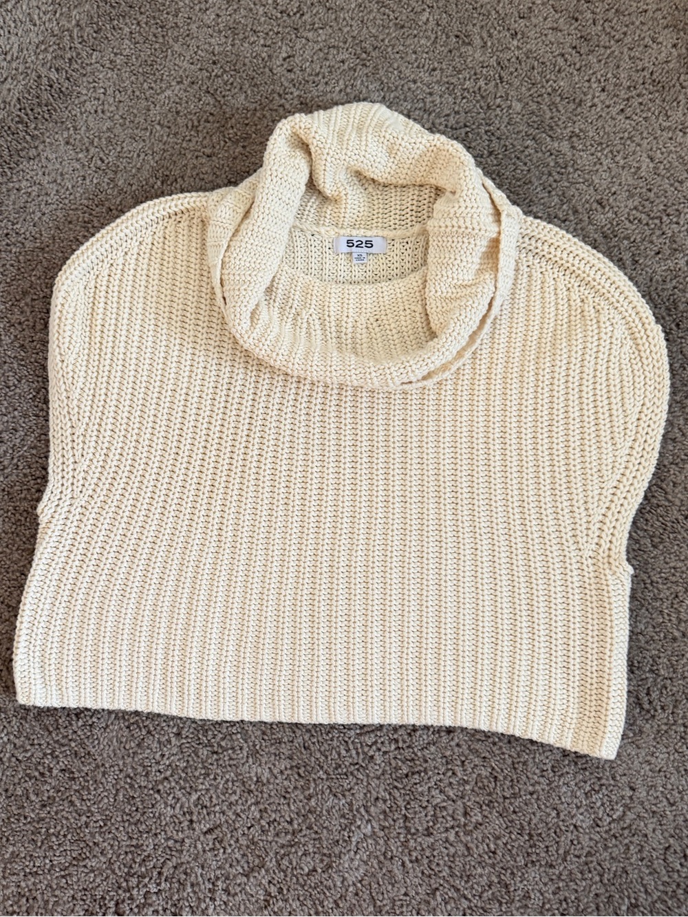 525 America Cream Knit Turtleneck Sweater Vest